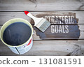 Brush and Paint Revealing Text Strategic Goals 131081591