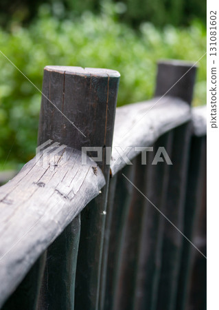 Fence Railing Wood Bridge Outdoor Fence Railing Wood Bridge Outdoor 131081602