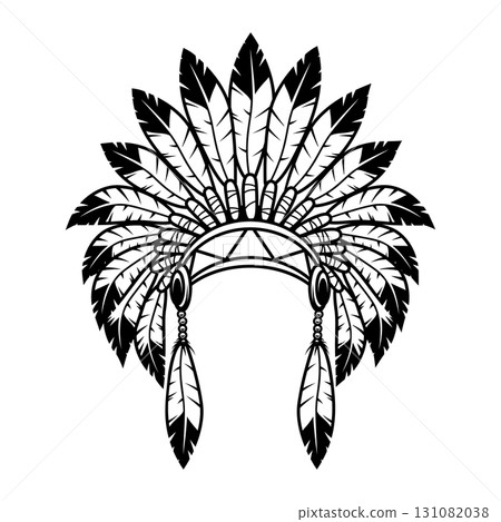 Native indian chief headdress on white background. Vector illustration 131082038