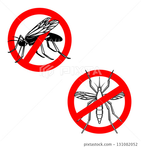 Mosquito danger sign template. Design element for poster, card, emblem, logo. Mosquito danger sign template. Design element for poster, card, emblem, logo. 131082052