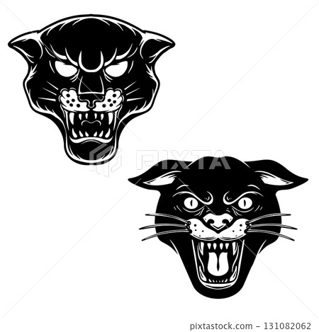 Illustration of panther head. Design element for logo, label, sign, poster.Vector illustration Illustration of panther head. Design element for logo, label, sign, poster.Vector illustration 131082062