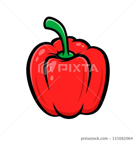 Illustration of paprika in cartoon style. Design element for logo, label, badge, emblem. Vector illustration 131082064