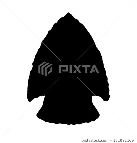 Illustration of stone arrowhead. Design element for poster, card, banner, logo, emblem. Vector illustration Illustration of stone arrowhead. Design element for poster, card, banner, logo, emblem. Vector illustration 131082169