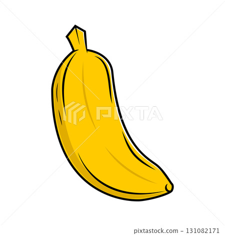 Illustration of banana in cartoon style. Design element for logo, label, badge, emblem. Vector illustration Illustration of banana in cartoon style. Design element for logo, label, badge, emblem. Vector illustration 131082171