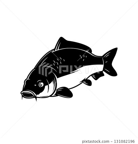 Carp fish isolated on white background. Design element for logo, emblem, sign, brand mark. Vector illustration Carp fish isolated on white background. Design element for logo, emblem, sign, brand mark. Vector illustration 131082196