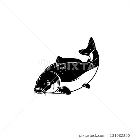 Carp fish isolated on white background. Design element for logo, emblem, sign, brand mark. Vector illustration Carp fish isolated on white background. Design element for logo, emblem, sign, brand mark. Vector illustration 131082200