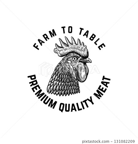 Chicken meat emblem. Design element for emblem, sign, logo, badge. Vector illustration Chicken meat emblem. Design element for emblem, sign, logo, badge. Vector illustration 131082209