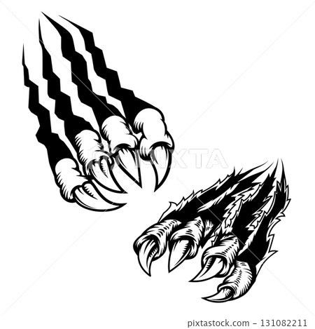 Monster claws scratching background. For poster, t shirt, decoration. Vector illustration 131082211