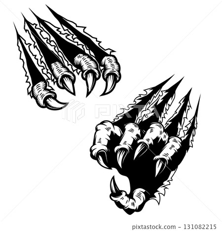 Monster claws scratching background. For poster, t shirt, decoration. Vector illustration Monster claws scratching background. For poster, t shirt, decoration. Vector illustration 131082215