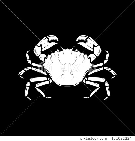 Illustration of crab. Monocrom crab. Seafood. For poster, emblem, menu. 131082224