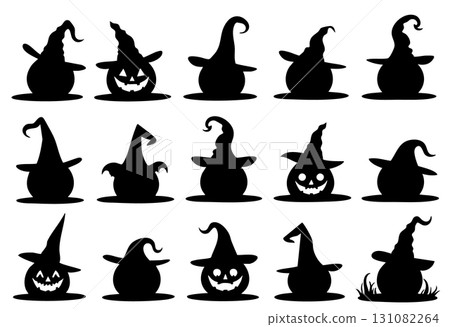 Halloween pumpkin and witch hat silhouettes collection Keywords: halloween, pumpkin, jack o Halloween pumpkin and witch hat silhouettes collection Keywords: halloween, pumpkin, jack o 131082264