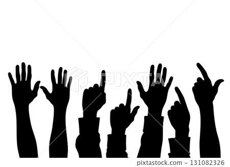 Silhouette of Raised Hands Pointing and Waving vector Silhouette of Raised Hands Pointing and Waving vector 131082326