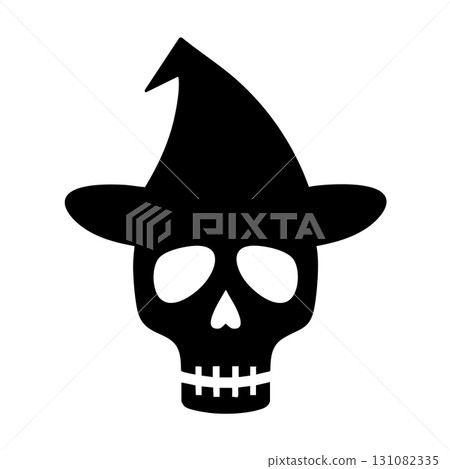 Skull With Witch Hat Silhouette halloween black 131082335