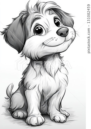 Dog, coloring book illustration. AI generative 131082459