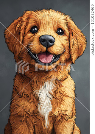 Illustration of friendly dog. AI generative art. Illustration of friendly dog. AI generative art. 131082469