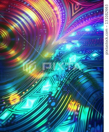 Metallic and colorful curved pattern Metallic and colorful curved pattern 131082663
