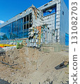Explosion crater and facade of Meteor swimming pool damaged by russian missile 131082703