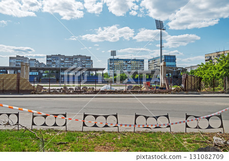 Rugby stadium damaged by russian missile 131082709