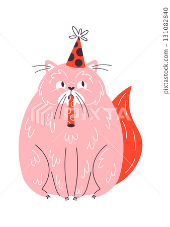Fatty fluffy cute birthday cat 131082840