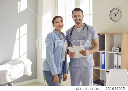 Doctor and female patient, physician office visit for consultation, regular checkup, screening test Doctor and female patient, physician office visit for consultation, regular checkup, screening test 131083025