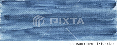 Dark striped navy indigo blue watercolor textured water background. Stormy night sea or sky wavy watercolour backdrop for marine design, abstract aqua splash or cloud concept Dark striped navy indigo blue watercolor textured water background. Stormy night sea or sky wavy watercolour backdrop for marine design, abstract aqua splash or cloud concept 131083188