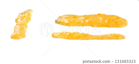 Splashes and stains orange jam isolated on white background. orange jam smear isolated. 131083323