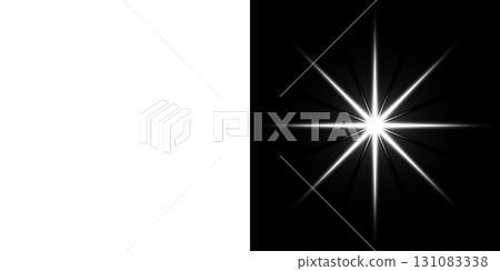 Starburst light on a transparent background (left) and a black background (right) 131083338