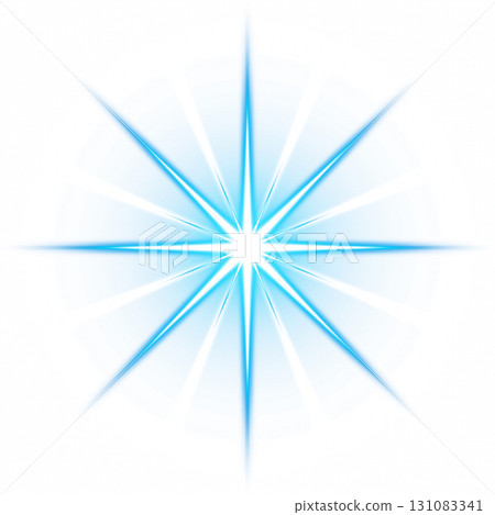 透明背景上的藍色徑向光星形 131083341