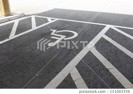 Road markings for disabled parking spaces Road markings for disabled parking spaces 131083356