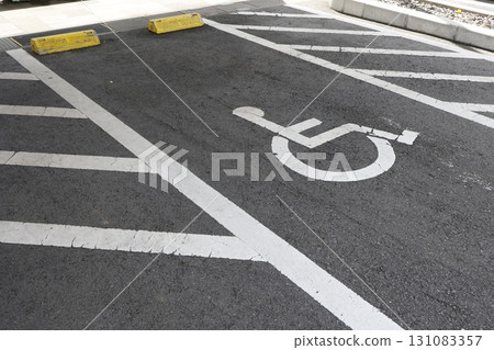 Road markings for disabled parking spaces 131083357