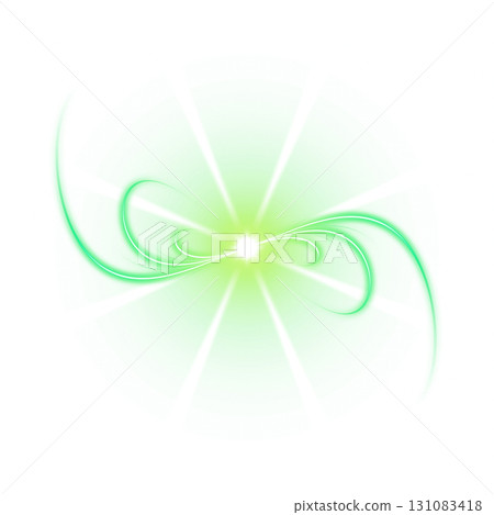 透明背景上的綠色螺旋光效 131083418
