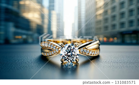 elite wedding engagement rings made of gold, unique original design, beautiful official wedding decoration 131083571