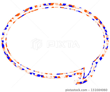 Stained glass style speech bubble, triangular pattern, round shape 131084060