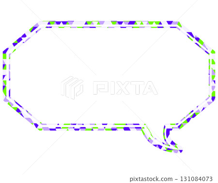 Stained glass style speech bubble, triangular pattern, elongated octagon 131084073
