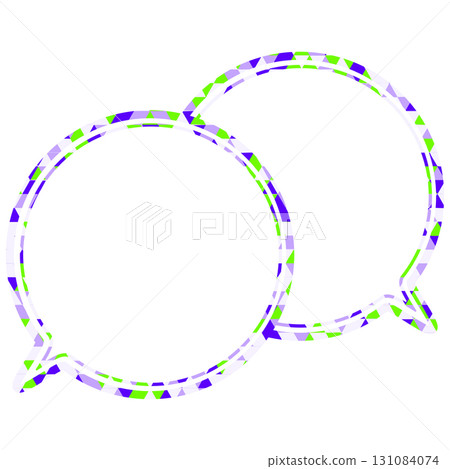 Stained glass style speech bubble, triangular pattern, overlapping conversation 131084074
