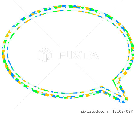 彩色玻璃風格對白泡泡，三角形圖案，圓形 131084087