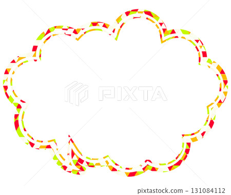 Stained glass style speech bubble, triangular pattern, rounded cloud shape 131084112