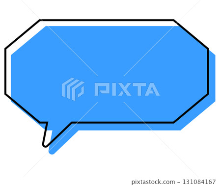 A simple, misaligned speech bubble in a long, octagonal shape 131084167