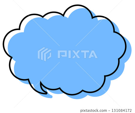 A simple speech bubble with misaligned lines and a rounded cloud shape 131084172