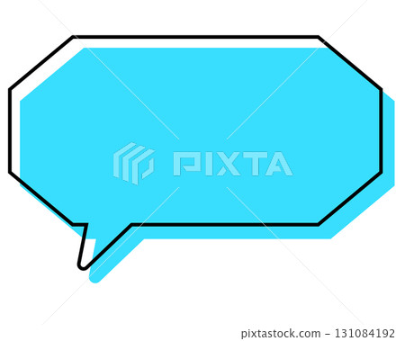 A simple, misaligned speech bubble in a long, octagonal shape 131084192