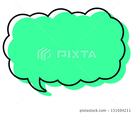 A simple speech bubble with misaligned lines, a long, thin cloud shape 131084211