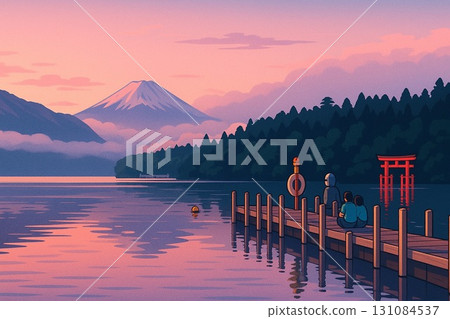 Lake Ashi & Mt. Fuji at Sunset 131084537