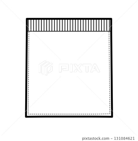 Rib Top stitched Square Patch Pocket technical fashion illustration. Flat apparel template front view. Women, men unisex Rib Top stitched Square Patch Pocket technical fashion illustration. Flat apparel template front view. Women, men unisex 131084621