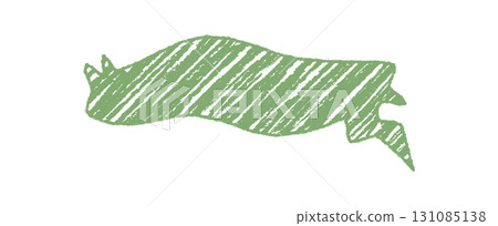 Fluid speech balloon with green crayon scribble and squiggle style in diagonal banner form. Message textbox with playful, organic shape for comment and communication art or child concept. 131085138