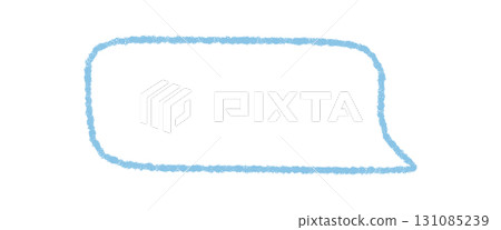 Hand drawn crayon speech bubble outline with fluid rectangle form. Sketch box uses talk and chat style for comment or message. Soft blue line gives a round, simple effect perfect for creative message 131085239
