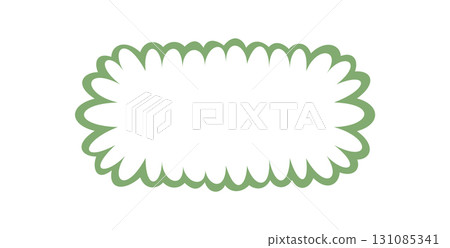 Groovy rectangle outline frame with scallop border and box shape. Retro y2k graphic forms playful background and abstract edge for contemporary creative style projects. 131085341