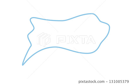 Wavy hand drawn speech bubble icon with box form and outlined blue line style. Chat talk balloon brings message and conversation idea, displaying a circle curve for a modern look, perfect for social 131085379
