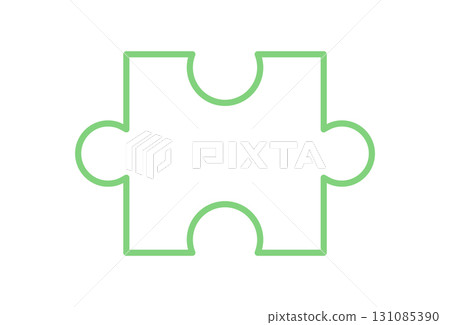 Flat jigsaw puzzle piece outline silhouette. Simple game tile graphic for toy or boardgame concepts. Childhood play activity or table entertainment with creative uses. Flat jigsaw puzzle piece outline silhouette. Simple game tile graphic for toy or boardgame concepts. Childhood play activity or table entertainment with creative uses. 131085390
