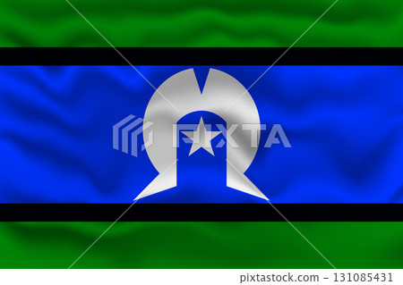 Waving Flag of Torres Strait Islander with Textured Effect. Waving Flag of Torres Strait Islander with Textured Effect. 131085431
