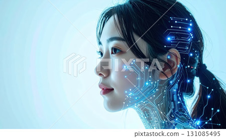 《AI Image》Image of fusion with digital 131085495